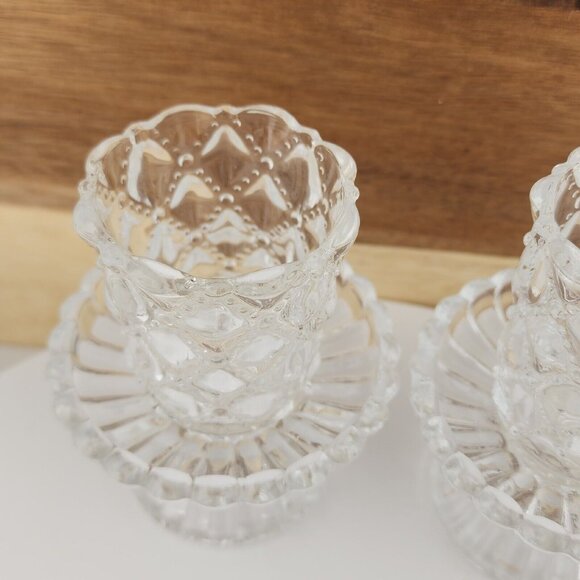 2 Partylite Quilted Votive Candle Holders set crystal  tealight romantic glass r - Picture 5 of 11